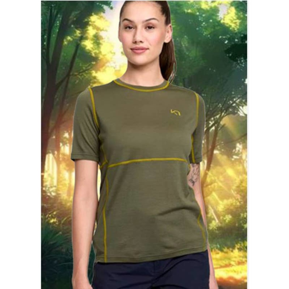 Sz M (6-8) Kari Traa Tweed Green Lam Loose Tee -100% Merino Wool